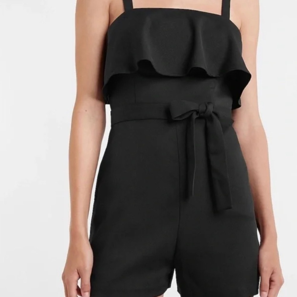 Black Ruffle Top Romper